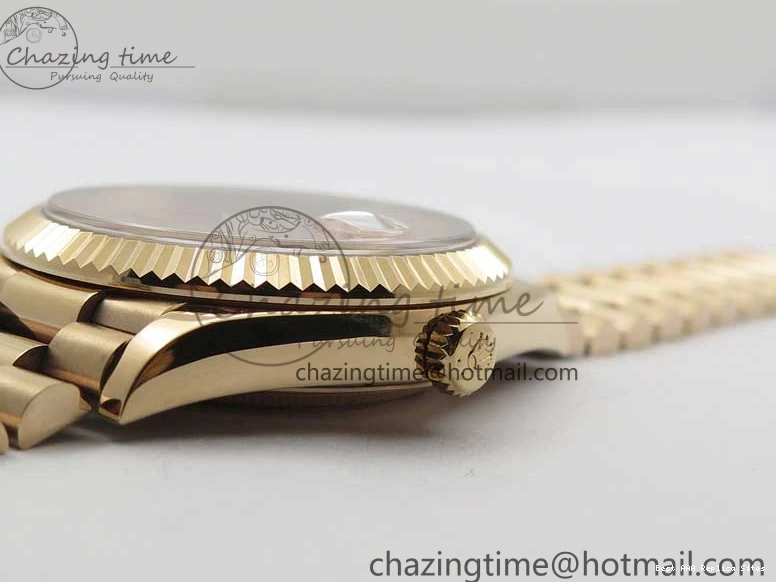 Best AAA Replica Sites A 228239 New 904 Dial on 40mm RG President QuickDry Dial BP Brown 2824 Bracelet Roman Day-Date RG Version 0110